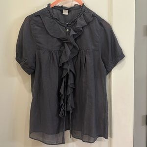 J Crew cotton silk button down grey blouse